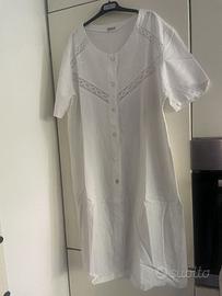 Vestito chemisier bianco vintage misto lino
