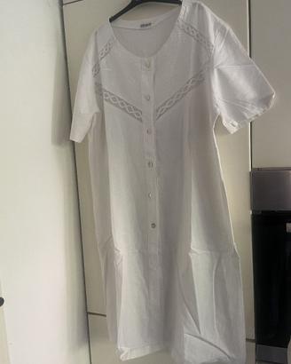 Vestito chemisier bianco vintage misto lino