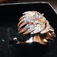Anello piuma di pavone placcato in oro rosa