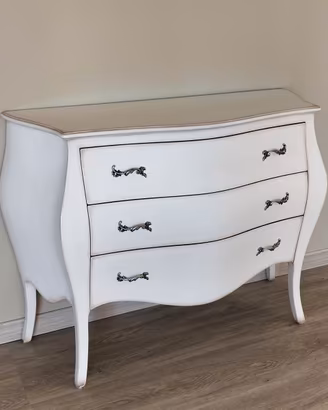 COMONCINO BOMBATO 3 CASSETTI LACCATO BIANCO