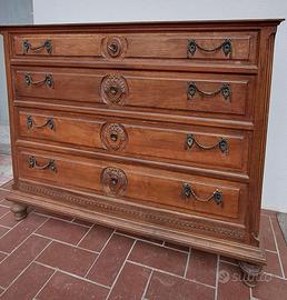 Comò in legno anni 40, quattro cassetti.