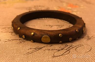 Bracciale in Legno - Borchie di ottone