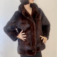 Giacca pelliccia vison marrone scuro