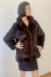 Giacca pelliccia vison marrone scuro