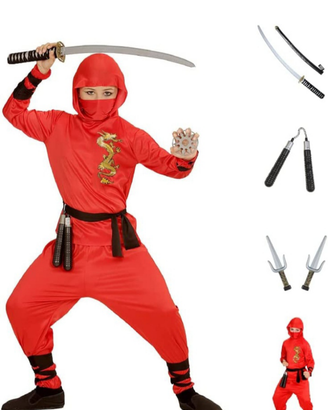 Costume Ninja + accessori 8/10 anni