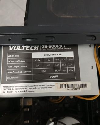 alimentatore pc 500w vultec