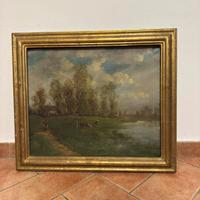 Paesaggio olio su tela firmato
