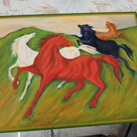 quadro con  colori acrilico soggetto cavalli