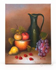 Brocca verde e frutta - olio su tela 40x30