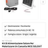 pannello solare per motore cancello