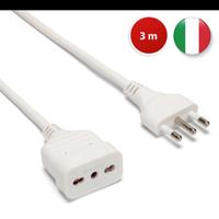Prolunga 3 mt: Spina e presa 10A, Bianco