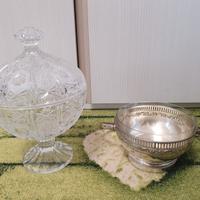 Due ciotole vintage in vetro e metallo