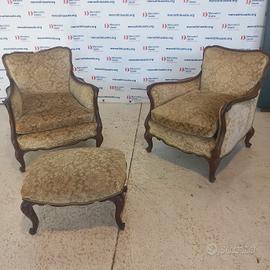 Coppia di poltrone e pouf
