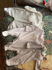 Lotto pigiamini ciniglia neonato 1/3 mesi