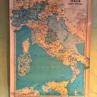 Grande cartina vintage Italia politica De Agostini