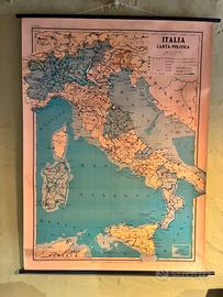 Grande cartina vintage Italia politica De Agostini