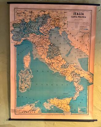 Cartina vintage Italia politica De Agostini
