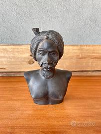 Scultura Busto Africano in Legno Scolpito a Mano