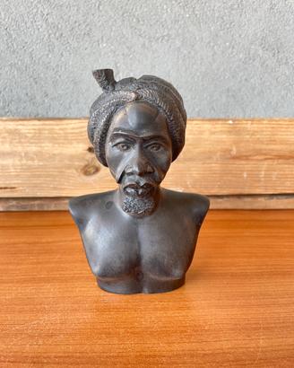 Scultura Busto Africano in Legno Scolpito a Mano