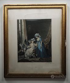 Antica stampa a colori francese