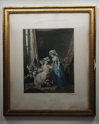 Antica stampa a colori francese