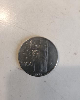 Moneta da 100 lire anno 1979 con testa rovesciata