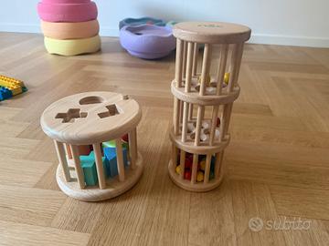 Coppia di giochi legno montessoriani forme e suoni