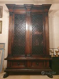 Libreria in Noce stile Neo Rinascimentale