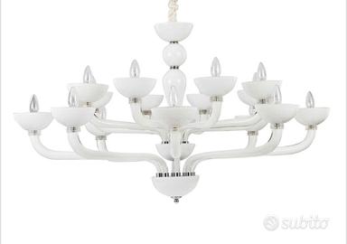 Lampadario di lusso Ideal lux sp16, bianco/argento