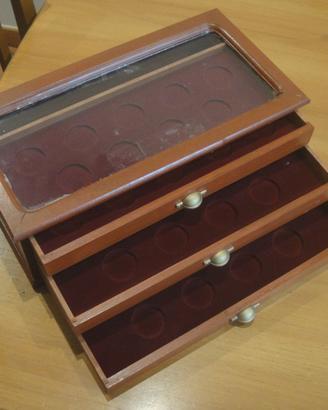 Scatola Portamonete/Orologi in vetro e legno