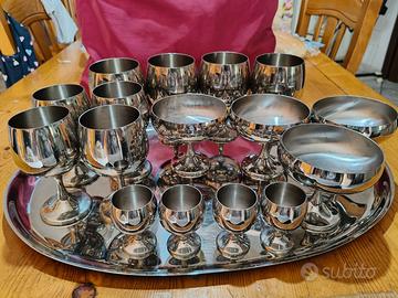 Set completo 48 bicchieri più vassoi AMC 18/10