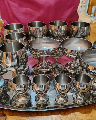 Set completo 48 bicchieri più vassoi AMC 18/10