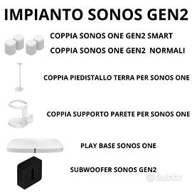 Impianto sorround sonos completo one gen2 play bas