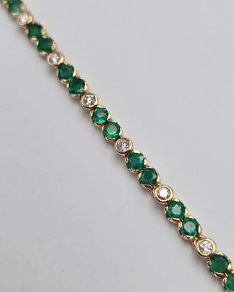 BRACCIALE TENNIS ORO CON SMERALDI E DIAMANTI