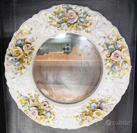 Specchio cornice decorata ceramica Mazoti Albisola