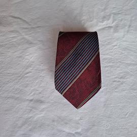 YSL cravatta vintage fantasia bordeaux e azzurro
