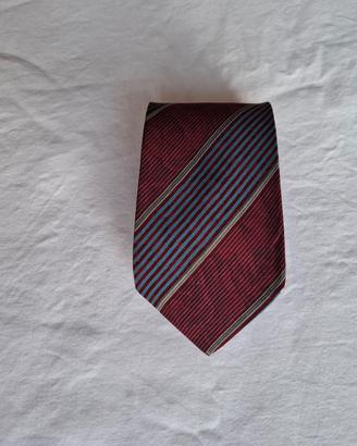 YSL cravatta vintage fantasia bordeaux e azzurro