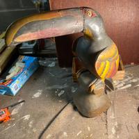 Antica scultura legno uccello esotico altezza 41