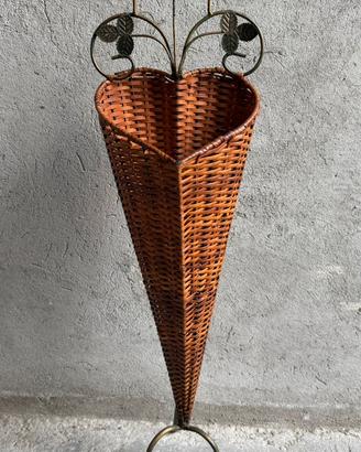 Portaombrelli Cuore In Vimini Intrecciato e ferro