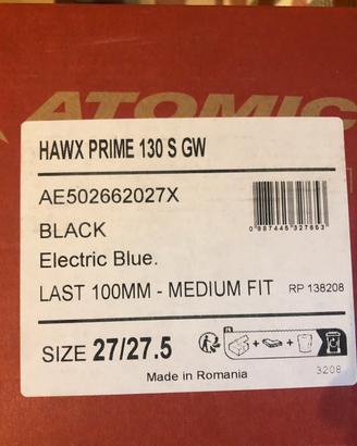 Scaponi Sci Atomic Hawx prime 130 S Tg.27-27.5
