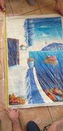 Quadro Dipinto pennello su tela Santorini 98x68cm