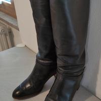 Stivali da donna neri in pelle vintage tg 37