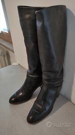 Stivali da donna neri in pelle vintage tg 37