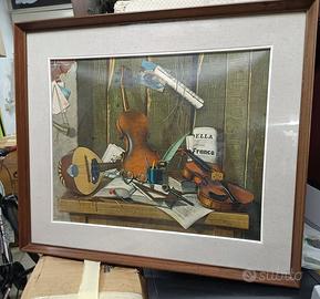 Quadro vintage  Natura morta musicale con cornic