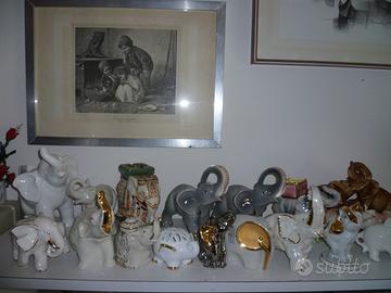 Elefanti ceramica smaltati oro e altri 20 pz.vinta