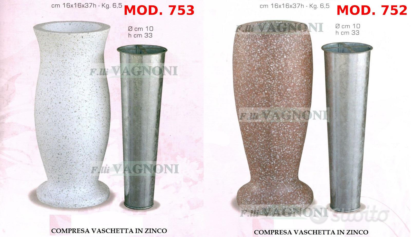 Vaso fiori in graniglia + vasca zinco per cimitero - Giardino e Fai da te  In vendita a Ascoli Piceno