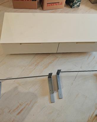 cassettiera pensile in legno finit. bianca lucida