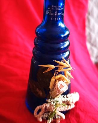 Vaso Bottiglia Vetro Blu Cobalto "Maestri Vetrai