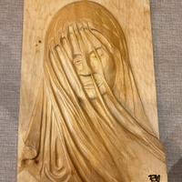Scultura Madonna Velata in Legno di Cirmolo