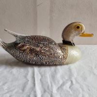 Anatra in vetro di Murano e argento